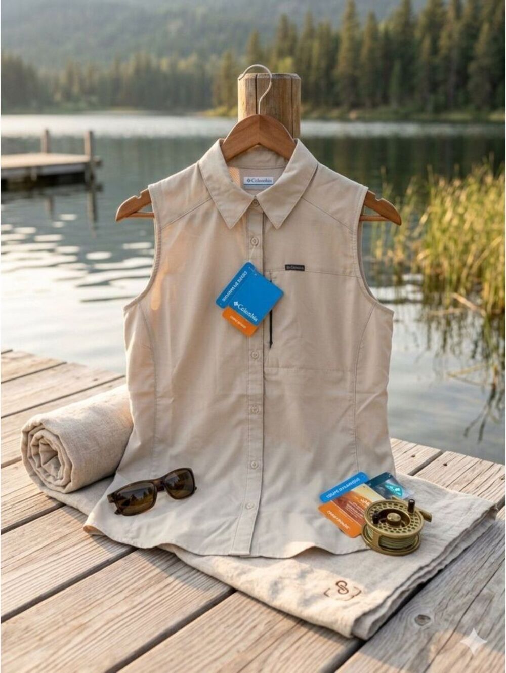 NWT Columbia PFG Tamiami Sleeveless Shirt Tan M